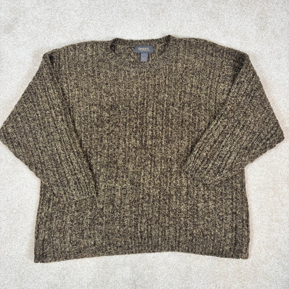 Lane Bryant Designs Vintage Brown Marled Ribbed Knit Crewneck Sweater Plus 22/24
